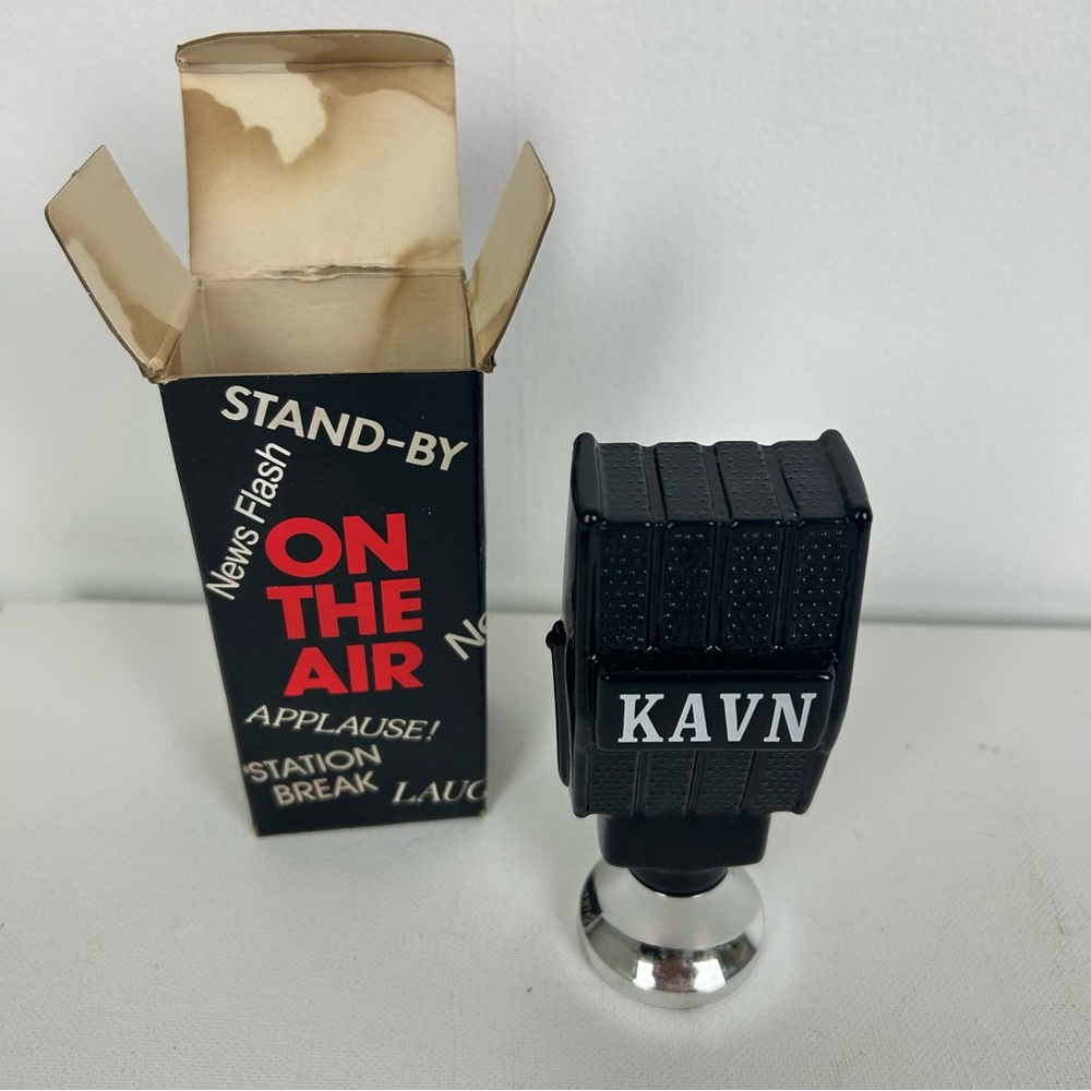 AVON VTG - "On the Air" KAVN Black and Silver Microphone Decanter